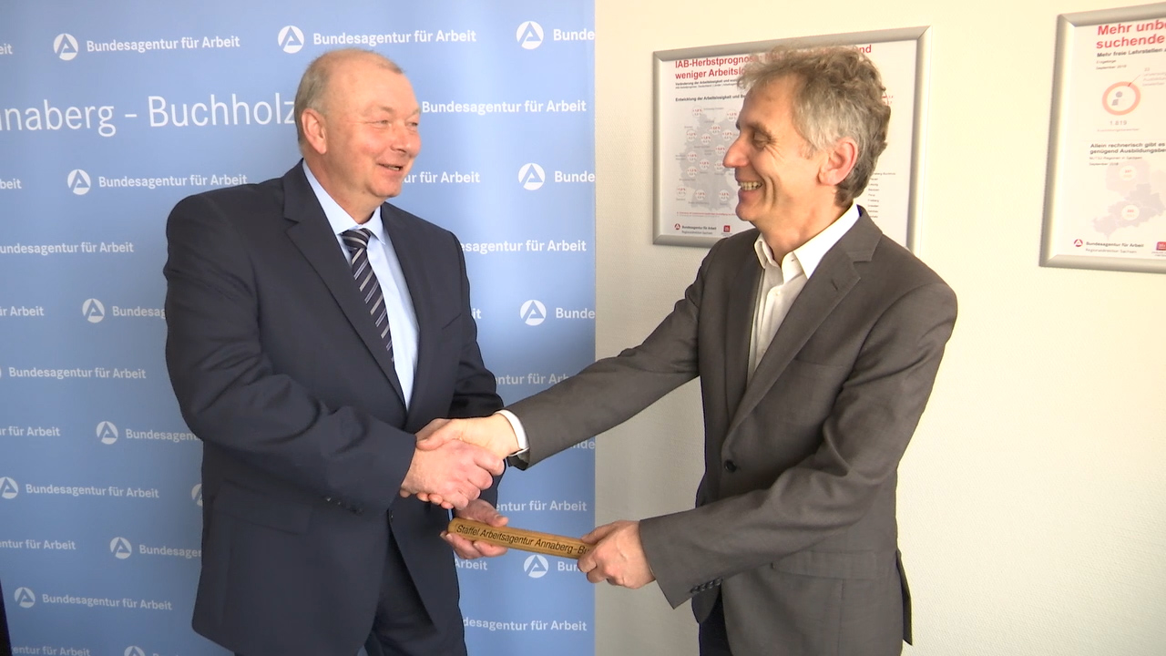 MEgional am 3. Januar 2019 mit der Staffelstabübergabe in der Agentur für Arbeit MEgional am 3. Januar 2019 mit der Staffelstabübergabe in der Agentur für Arbeit